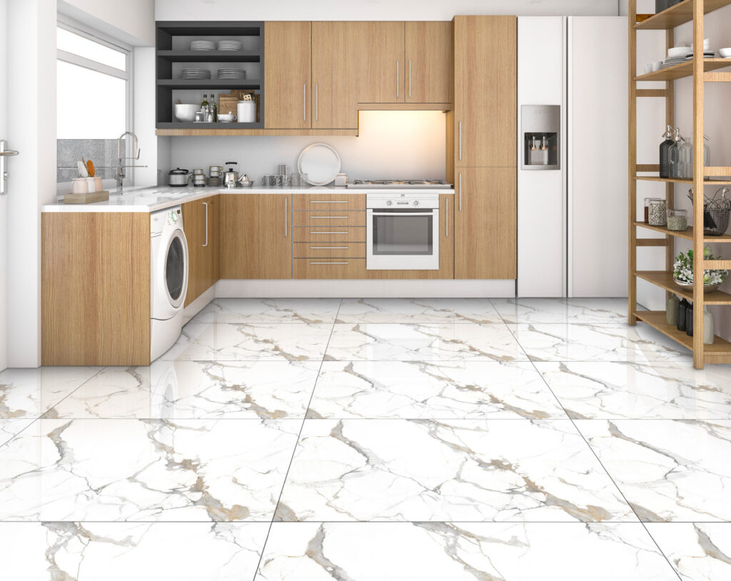 white floor tiles