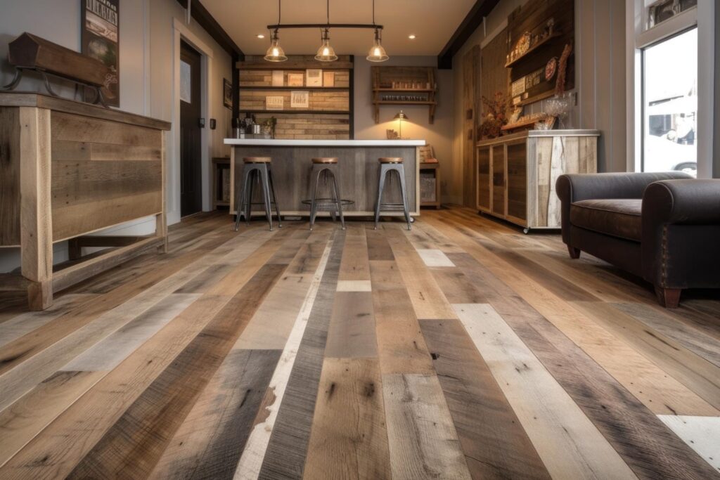 Rustic kitchen wooden floor tiles