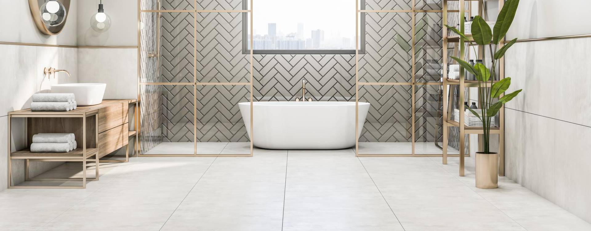 porcelain tiles in bathroom floor & wall